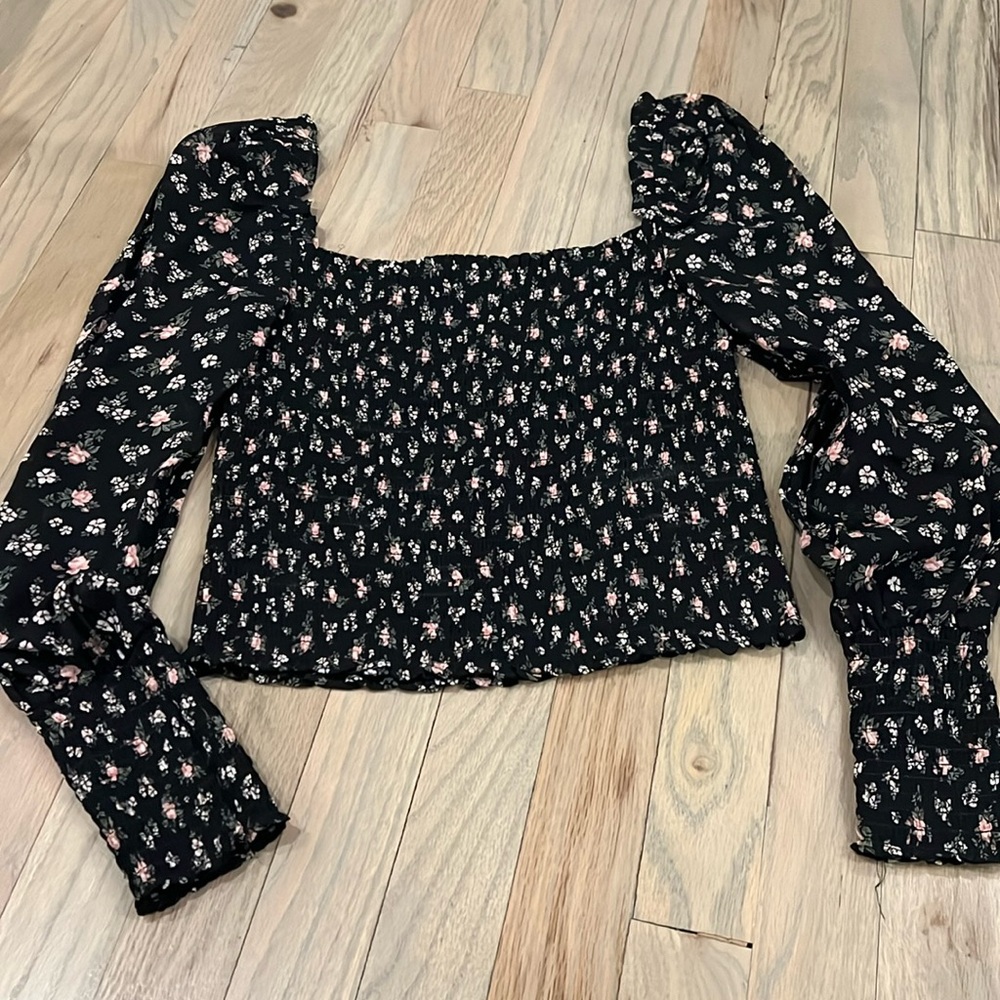 Reformation black floral top